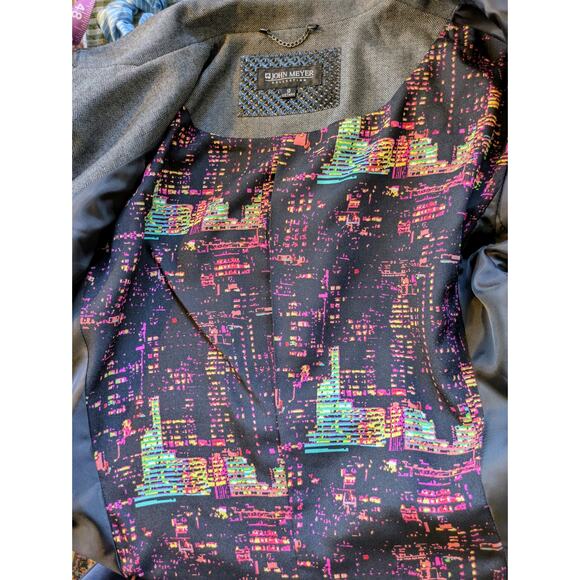 John Meyer Collection Blazer 10 Gray Check Notched Lapel Classic Preppy Career - Picture 10 of 12